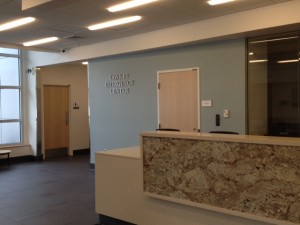 The lobby of the new emergency center at Falmouth Hospital.