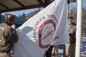 CCB MEDIA PHOTO The Mashpee Wampanoag Tribe raised its flag for the first time on reservation land on Monday after it received the designation from the Federal Government on Friday.