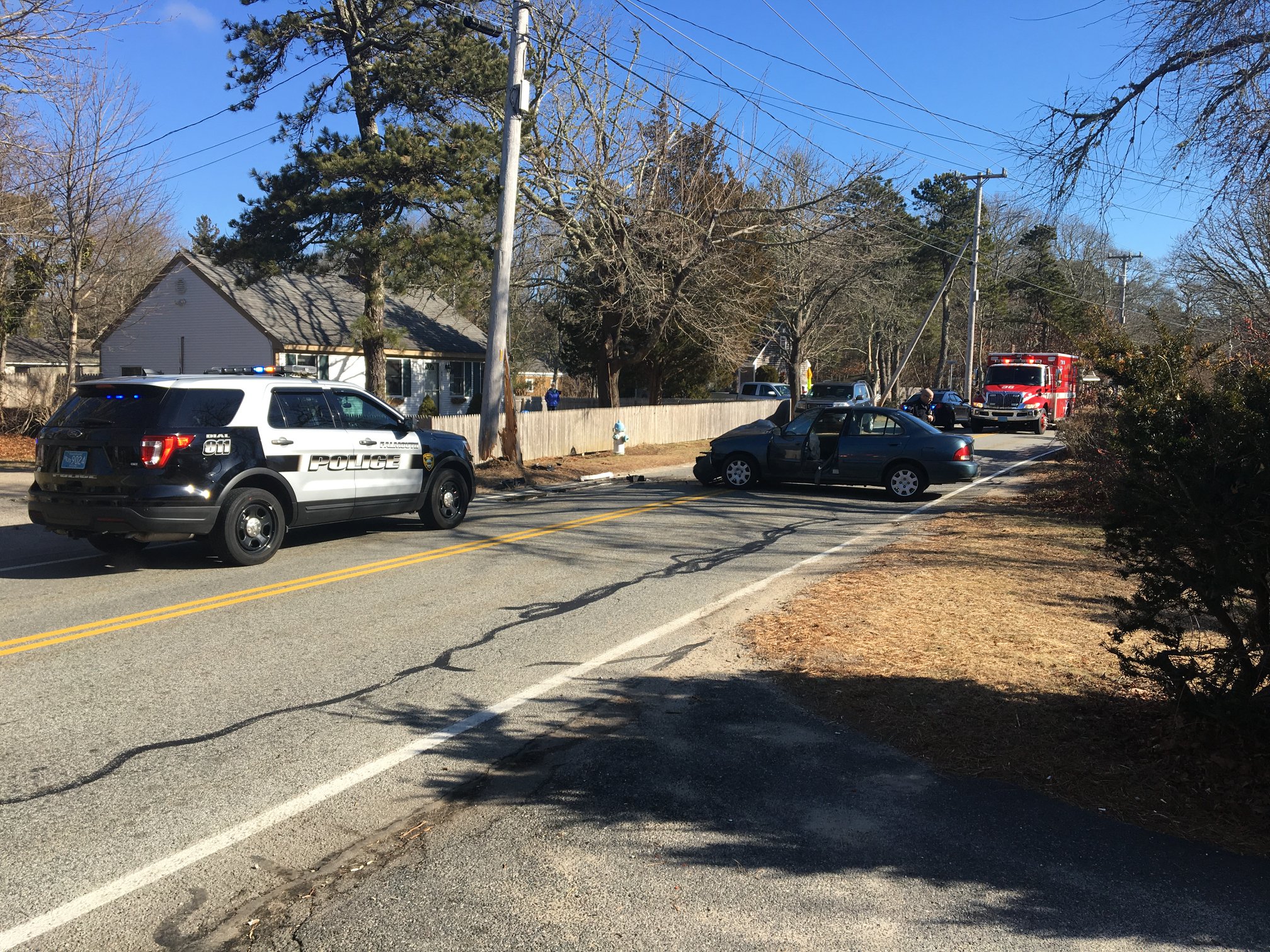 Falmouth Police investigate car vs pole crash