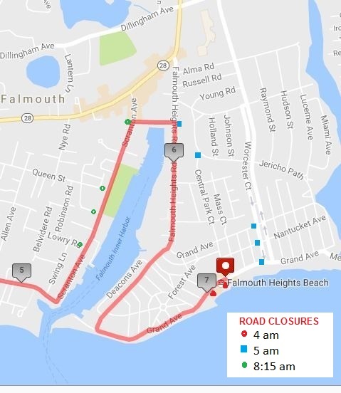 Road closures regulations for Falmouth Road Race on Sunday