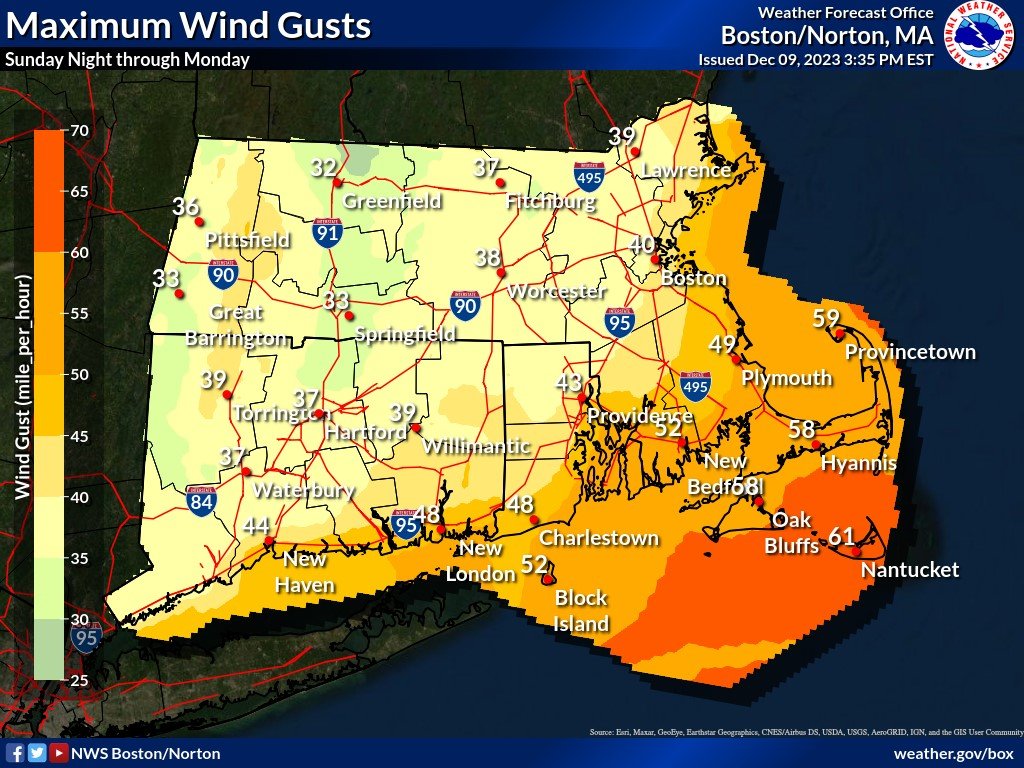 High Wind WARNING 10 PM this evening through 1 PM Monday