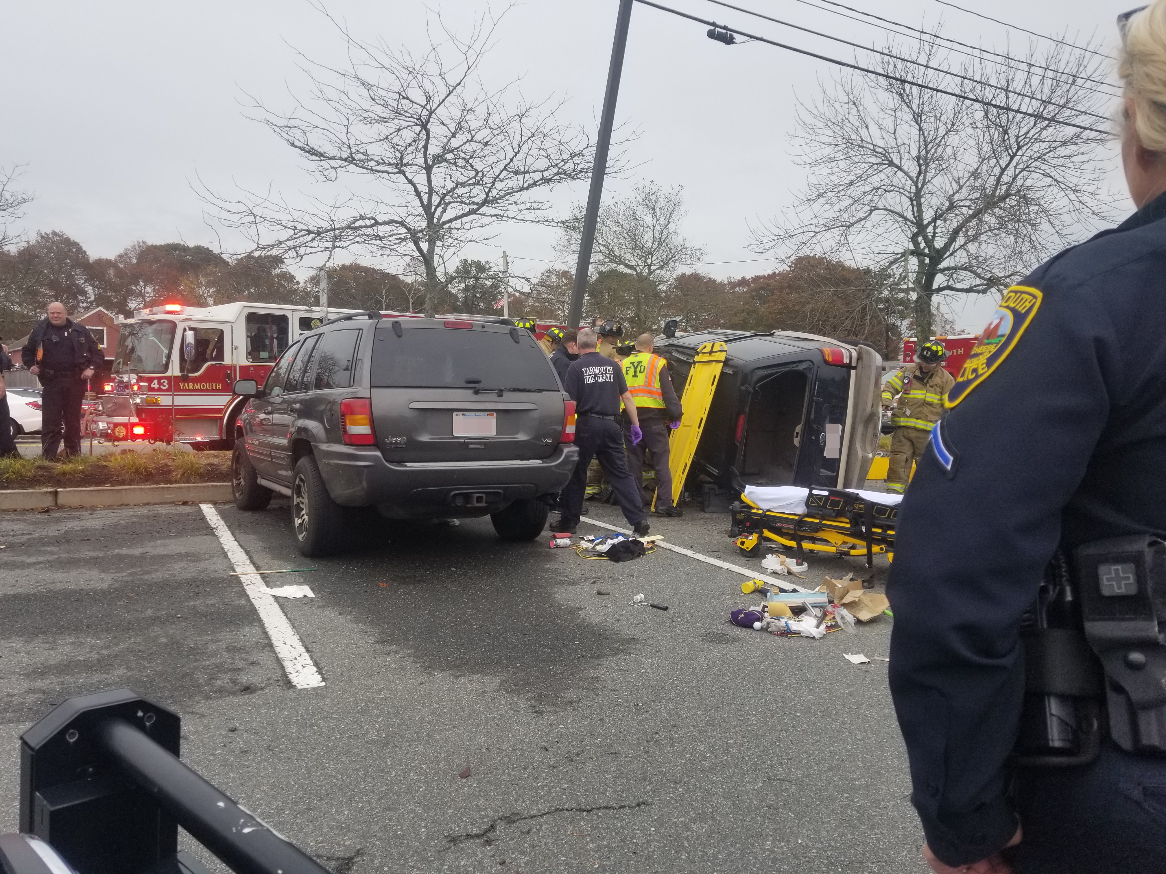 Driver Trapped After Parking Lot Crash Leaves Vehicle On Side - CapeCod.com