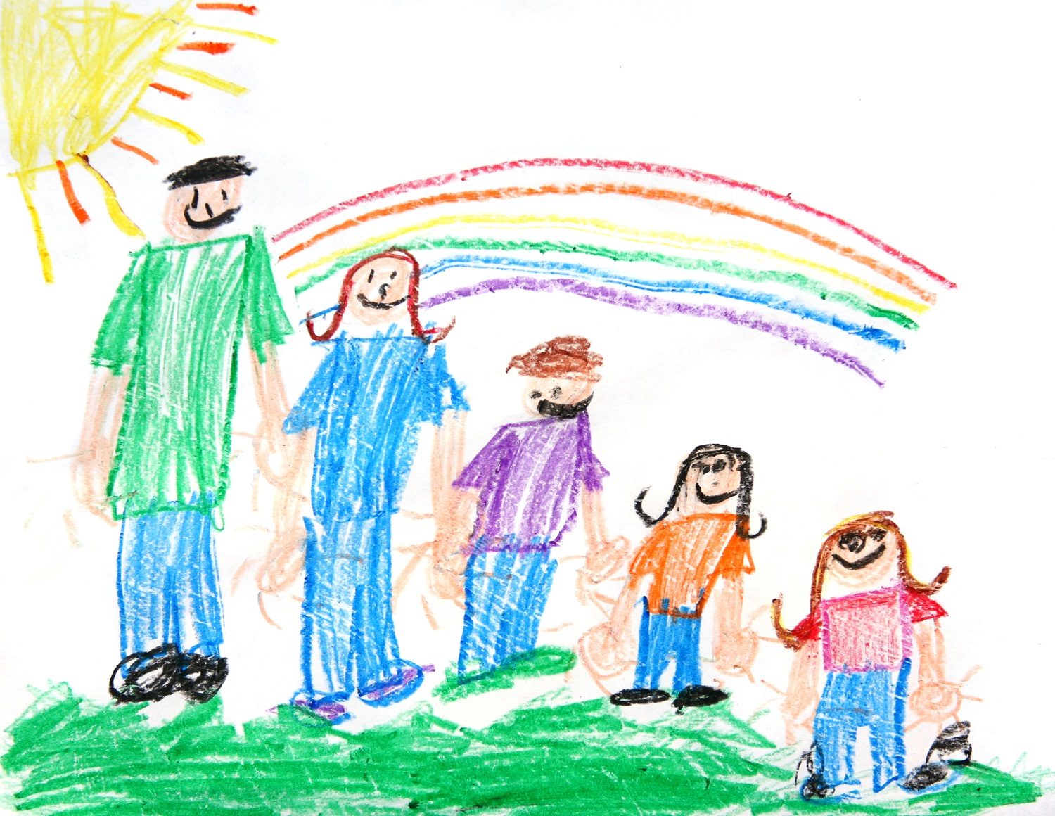 Рисунок семьи из 5 человек разноцветные